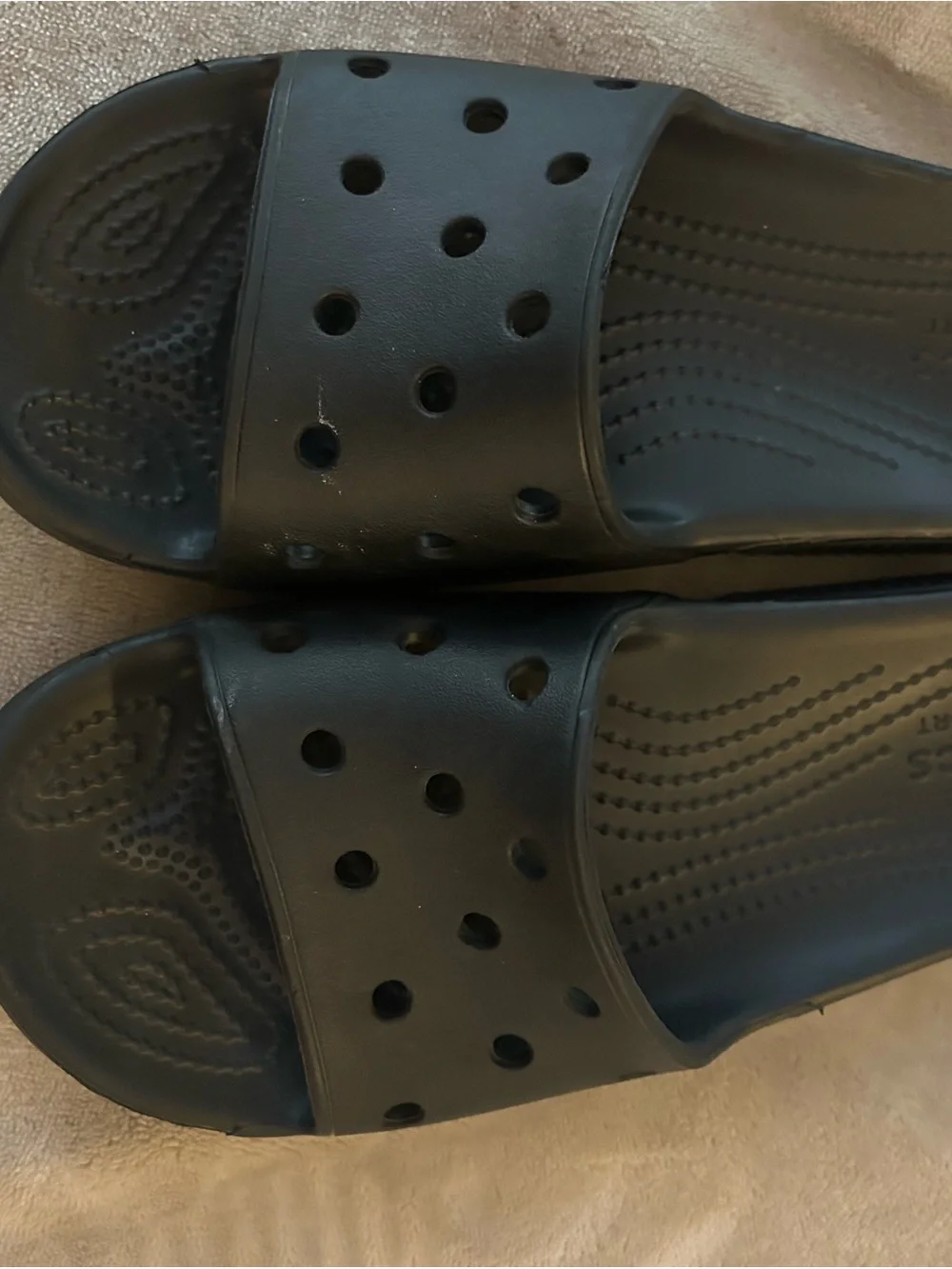 CROCS Black Slide Sandals with Vent Holes Size 3 1/2 Like New